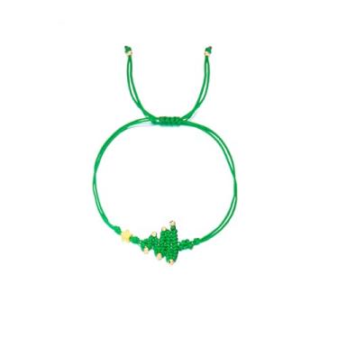 Imagem de Pulseiras de tecido de Natal feitas à mão, vermelho, verde, árvore de Natal, sinos, Papai Noel, estrelas, corda trançada, pulseira para mulheres e homens, melhores amigas, casais, Natal, inverno, ano