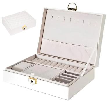 Imagem de Porta Joias Brinco Anel Cordao Pulseira Relogio Acessorio Estojo Caixa Organizadora Mesa Gaveta Bancada Penteadeira