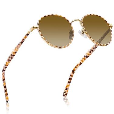 Imagem de Óculos de Sol CARFIA Feminino - Armação Mista Redonda Retrô com Lentes Polarizadas e Proteção UV - Ideal para Dirigir