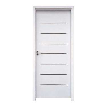 Imagem de Kit Porta de Madeira 215x96cm Batente 15cm com Guarnição Cristal Primer Uniportas