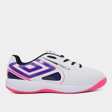 Imagem de Chuteira Infantil Futsal Umbro Pro 5 Bump Unissex, Branco, Preto, 29