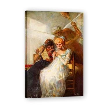 Imagem de Tela de arte romântica de Francisco De Goya Time Of The Old Women - Inspirado pelo mestre que moldou a arte moderna 50 x 75 cm emoldurada