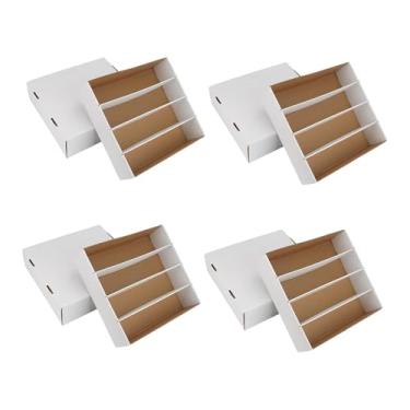 Imagem de KiBcsLic Estojo para baralho de cartas colecionáveis, porta-cartas esportivas, papel ondulado resistente com divisórias, proteção para cartas, caixa de, 4 Grades