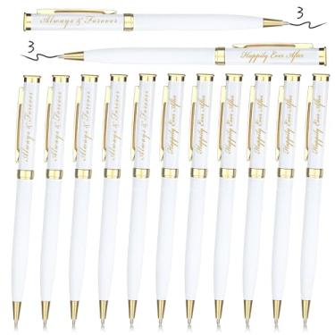 Imagem de Fumete Canetas esferográficas de casamento para festa de noiva tinta preta Twist Canetas esferográficas Better Together, Always and Forever Sign Canetas de casamento para proposta de chá de panela despedida de solteiro lembrancinha de jogo de festa do pijama (6 peças)