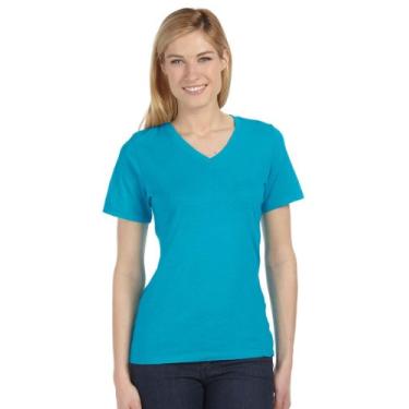 Imagem de Camiseta com gola V de jérsei folgada da BellaCanvas, Turquoise, Medium