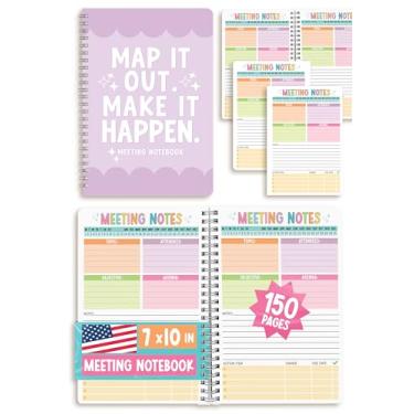 Imagem de Caderno de reuniões para organização do trabalho - planejador de negócios de reuniões, organizador de cadernos de negócios, cadernos de escritório para anotações, organizador de agenda de trabalho