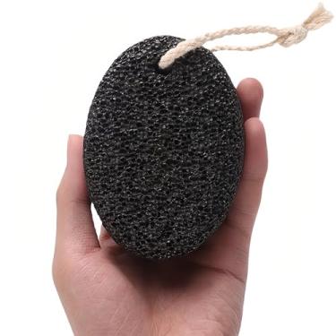 Imagem de Pacote com 2 pedra-pomes vulcânica natural, preto e branco, removedor de calos profissional para pele morta e pele dura nos pés e calcanhares, ferramenta esfoliante para pedicure