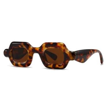 Imagem de VFDHN Óculos de sol punk feminino e masculino, armação degradê, óculos de sol luxuosos, estilo praia (C6, leopardo, chá)