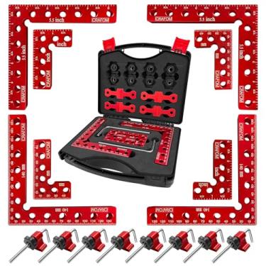 Imagem de Crafom Braçadeira de canto para marcenaria, braçadeira de canto de 90 graus com caixa, conjunto de 8 grampos de ângulo reto de liga de alumínio (7,6 cm 14.0 cm), ferramentas de trabalho de madeira