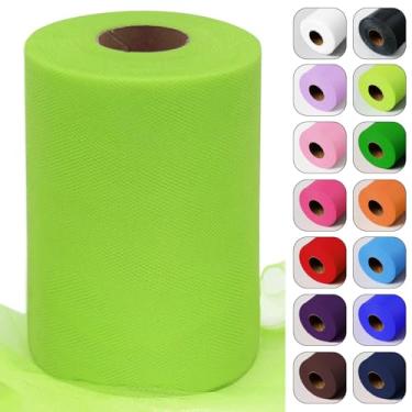 Imagem de Rolo de tecido de tule verde ácido 15 cm por 100 jardas (91,4 m) fita de tule para saia tutu embrulho de presente casamento chá de bebê decorações de festa de ação de graças artesanato DIY