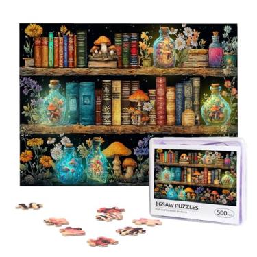 Imagem de Wildflowers Book Jigsaw Puzzles for Adults 500 Pieces Wildflower Pages Bookshelf Puzzles Vintage Books Wooden Puzzle for Book Lovers Fun Family Game Challenging Books Puzzle Home Decoration Gifts
