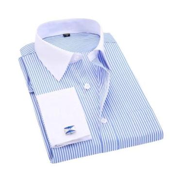 Imagem de Camisa Masculina Branca de Manga Comprida com Punho Francês - Tamanhos