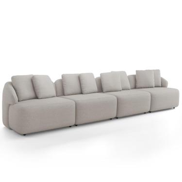 Imagem de Sofá 4 Lugares Para Sala de Estar Living 314cm Arlo F04 Linho Cru - Lyam Decor