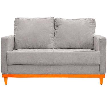 Imagem de Sofa Berlim 2 Lugares Base De Madeira Tecido Impermeavel Prata