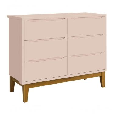 Imagem de Cômoda 6 Gavetas Classic New Rosa Fosco Com Madeira - Reller
