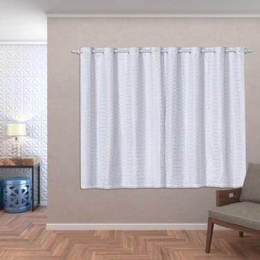 Imagem de Cortina Blackout Pvc Com Tecido Voil Xadrez 2,00 M X 1,40 M - Branco.
