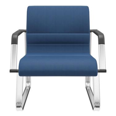 Imagem de Cadeira de Escritório Recepção com Braço Fixa Cromada Lev P03 Crepe Azul - Lyam Decor