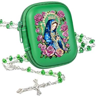 Imagem de PLONKLY Rosário Católico para Mulheres - Contas de Pérola com Cruz Clássica, Caixa de Oração com Zíper da Virgem Maria, Presentes de Primeira Comunhão, Joias de Confirmação de Batismo, 6mm, Zinco, Sem