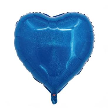 Imagem de BALAO HOLOGRAFICO CORACAO C/CANUDO AZUL 18"
