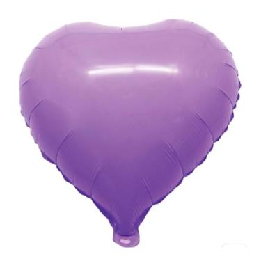 Imagem de BALAO MACARON CORACAO C/CANUDO LILAS 18"