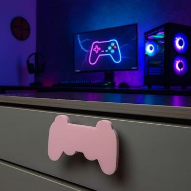 Imagem de Puxador de Gaveta Gamer – Controle de Videogame Decorativo para Quarto ou Setup Gamer (Rosa)