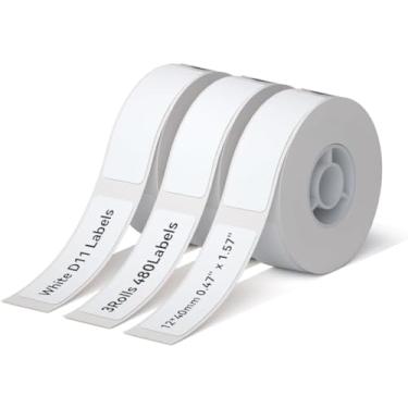Imagem de Papel térmico para etiquetar 12 × 40 mm, 155 etiquetas/rolo branco, 3 pacotes, compatível com NIIMBOT D11 D110 D101 etiquetadora