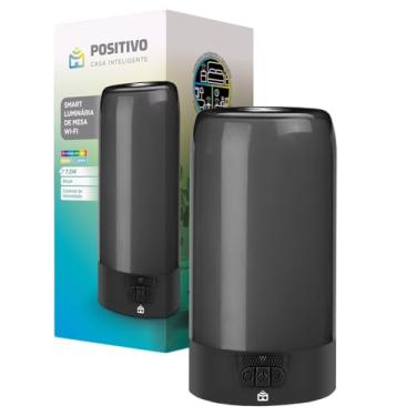 Imagem de Smart Luminária de Mesa Wi-Fi Positivo Casa Inteligente 7,5W RGB 16 Milhões de Cores - Controle por App Alexa e Google Assistente, Toque e Voz - Ajuste Intensidade e Temperatura 3000K a 8500K - Preta