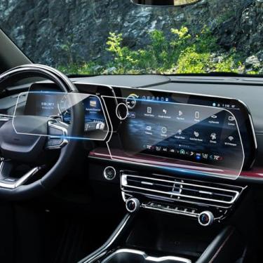 Imagem de INTGET 2 peças protetoras de tela para Chevy Traverse 2024 2025 2026 acessórios LT/Z71/High Country/RS vidro temperado para tela sensível ao toque de 17,7 polegadas medidor digital de 28 polegadas