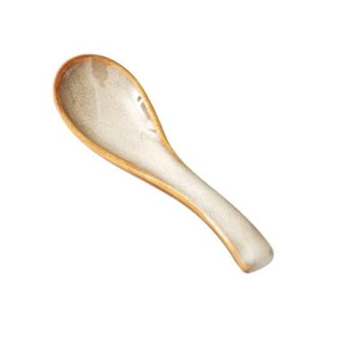 Imagem de Colheres de Jantar Concha de sopa cerâmica para troca forno japonês Restaurante Cozinha doméstica pequena Conjunto 4 peças sobremesa Elegante talheres mesa cozinha(Beige)