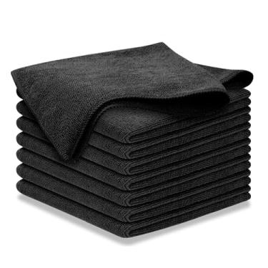 Imagem de USANOOKS Pano de limpeza de microfibra - 1200 lavagens, toalhas ultra absorventes aderência raiz trama sujeira - pacote com 08 - preto