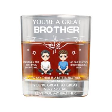 Imagem de Congrats On Being My Brother Copo de uísque personalizado, copo de bourbon personalizado com nome, presentes engraçados de aniversário, amizade de fraternidade (estilo 4)