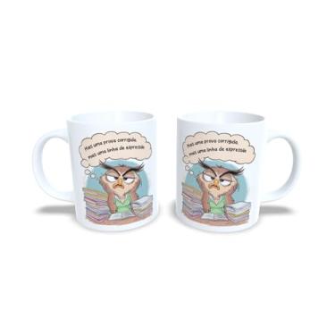 Imagem de Caneca de Cerâmica com Coruja Conselheira, Branca, 325ml, Design Divertido com Mensagem em Português (18995)