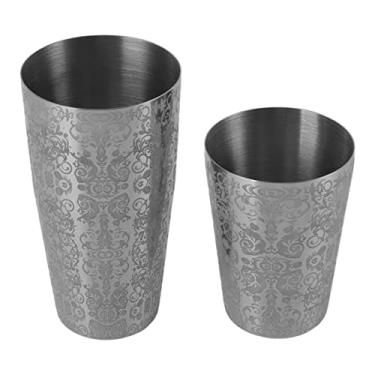 Imagem de Mingzhe Coqueteleira de Martini Em Aço Inoxidável Gravado, Prateada, Estilo Japonês-Americano, Estilo Boston Bar, Ideal para Bar Doméstico e Mixologistas Profissionais. (Sem fundo)