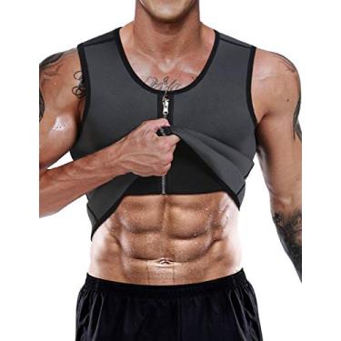 Imagem de DoLoveY Colete masculino para sauna, modelador de cintura, modelador corporal, neoprene, esportivo, fitness, academia, treino, Cinza, P