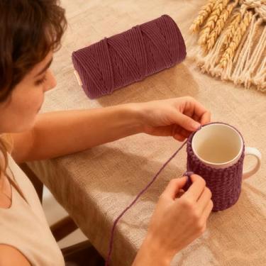 Imagem de Fio de algodão, corda artesanal macia para macramé, projetos de bricolage e muito mais, perfeita para pendurar na parede e decoração de casa