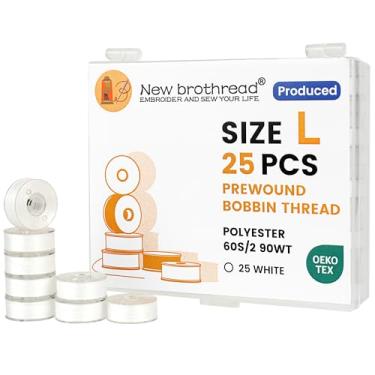 Imagem de New brothread 25 peças Tipo L (SA155) Fio de plástico pré-enrolado, lado para máquinas de bordado e costura particulares - 90 peso