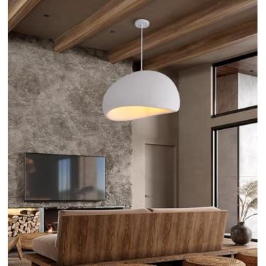 Imagem de Luminária pendente moderna estilo japonês Wabi-sabi para quarto, sala de estar, sala de jantar, em concreto, com base E27, formato de ninho de pássaro, lustre para cozinha e corredor, altura