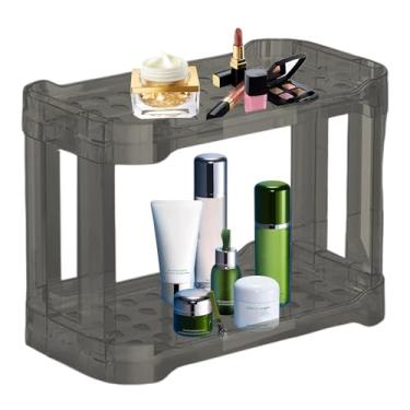 Imagem de Organizador de maquiagem, organizador de 2 camadas para cuidados com a pele, prateleira de armazenamento de cosméticos | para quarto, banheiro, penteadeira, salão, mulheres, meninas, amantes de beleza