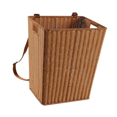 Imagem de BLWOTMOR Mochila com Cesto de Grande Capacidade para Colheita em Pomares, Feita à Mão, Acessório para Pesca E Camping em Material PP. Versátil, Marrom, Tamanho real