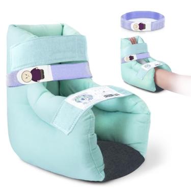 Imagem de EZ Assistive 1 almofada protetora de calcanhar, almofada de pé para remover pressão e escaras, protetores de calcanhar para úlceras de pressão para proteção contra cicatrização (verde, padrão)