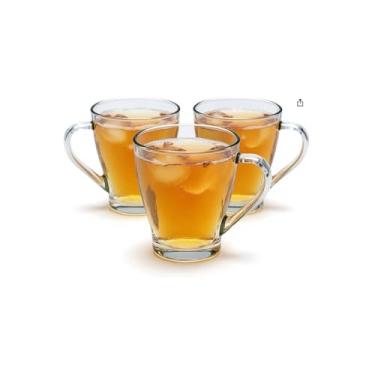 Imagem de Conjunto 3 Canecas de Vidro Transparente, 265ml, 10cm Altura x 9cm Diâmetro, para Café, Chá, Bebidas Quentes e Geladas