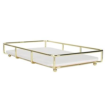 Imagem de GLOGLOW Organizador Moderno de Bandeja de Toucador de Acrílico, Estrutura de Metal à Prova de Ferrugem, para Maquiagem de Joias de Perfume, Armazenamento de Banheiro, Decorativo, 12,6 X 8 X 1,9