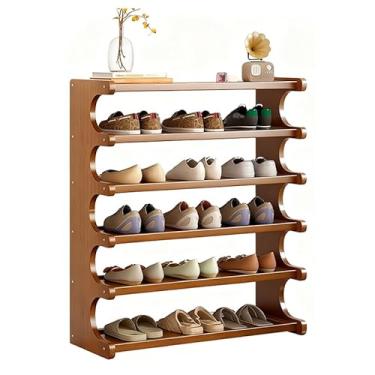 Imagem de SPXMQSS Sapateira vertical, prateleira de sapatos de 5/6 camadas sem bambu, prateleiras abertas, suporte de armazenamento de sapatos para armário estreito, entrada, corredor, sala de estar, 60 x 20 x