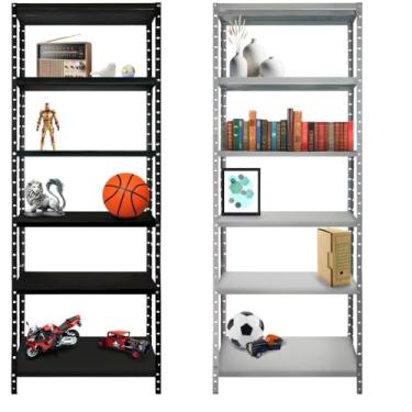Imagem de Estante Prateleira de Aço PretA Cinza Reforçada Casa Cozinha Sala Quarto Livros Multiuso Organizador(Cinza 70cm (6 Prateleiras))
