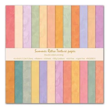 Imagem de Bloco de papel vintage para scrapbook, 15 x 15 cm, bloco de papel colorido de cartolina para fazer cartões, agendas, envelopes faça você mesmo, cartões comemorativos, artesanato decorativo - 24 folhas