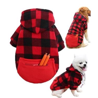 Imagem de Moletom com capuz aconchegante para animais de estimação – Jaqueta pulôver para cães com capuz de bolso para raças de 6,8 a 10 kg, roupas quentes para animais de estimação para chihuahuas, buldogues