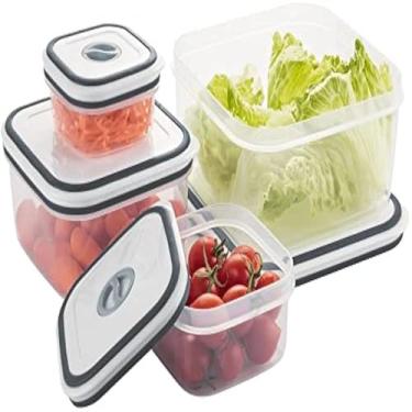 Imagem de Potes plasticos transparentes com tampa, para armazenar alimentos frescos, eficiente, pratico