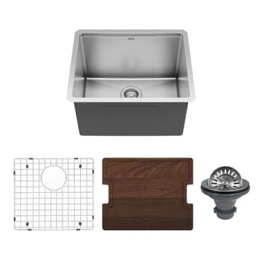 Imagem de Karran Elite WS-33-PK1 Pia de cozinha para estação de trabalho de aço inoxidável de 58 cm com tigela mais profunda