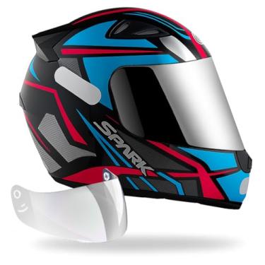Imagem de Capacete Moto Ebf New Spark Spider Tiffany + Viseira Cromada (58)