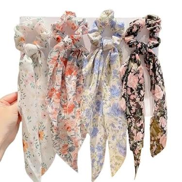 Imagem de Rabico/Prendedor de Cabelo com Lenço – Elástico Resistente e Lenço 45cm para Mulheres, Criatividade e Estilo em Um Só Acessório(4 unidades)